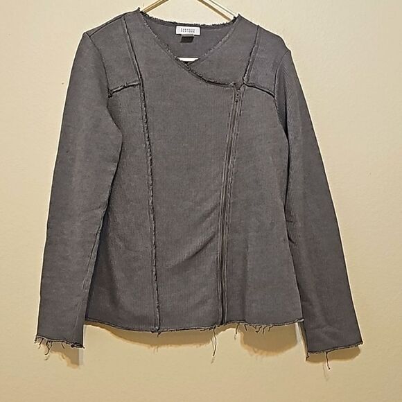 Barneys New York Grey vintage Asymmetrical Zip Jacket Women's Size Small L - Picture 1 of 8